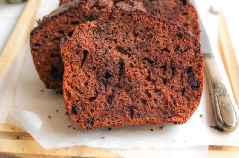 Easy double chocolate loaf cake with whole wheat flour
