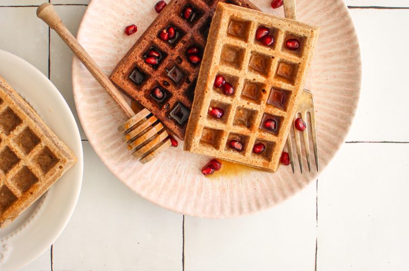 Easy chocolate and banana waffles in the oven